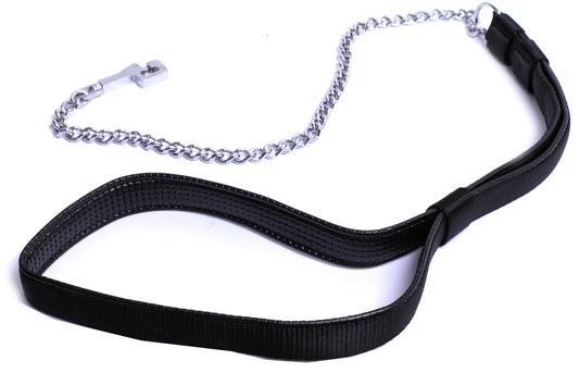 Kennel Foam Padded Soft Nylon Chain Leash | Comfortable Foam Handle & Strong Chrome Chain Dog Leash - Kennel