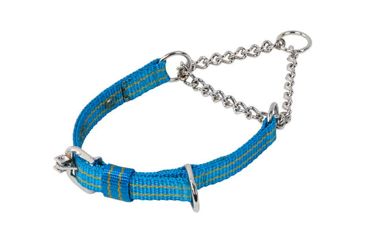 Kennel Pattern Nylon Martingale Collar – No.2 Size with 3mm Chain, 1" Width