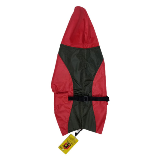 Kennel Imported Red/Black Double Color Raincoat | Waterproof Dog Jacket with Hood - Kennel