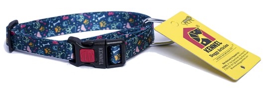 Kennel Adjustable Printed Nylon Dog Collar (3/4 Inch) – Assorted Colors, 6 Pcs Header Pack