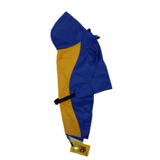 Kennel Yellow/Blue Double Color Raincoat | Waterproof Hooded Dog Jacket - Kennel