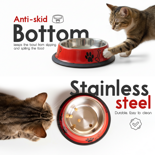 Kennel Anti-Skid Printed Steel Cat Feeding Bowl – Non-Slip, Durable & Easy to Clean (Assorted Colors)