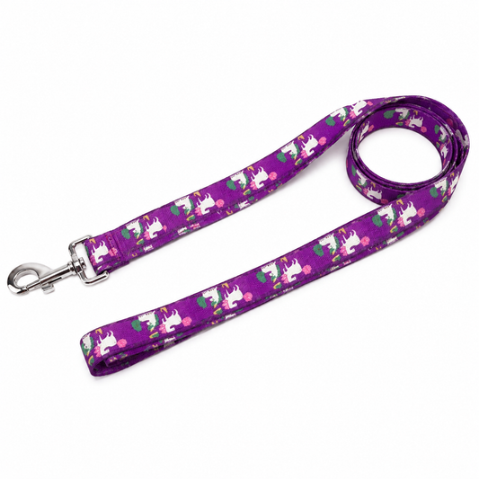 Purple Unicorn Print Nylon Dog Leash | Kennel