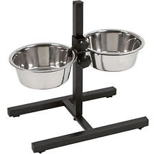 Kennel Steel Feeding Double Diner Bowl with Adjustable T-Stand – Elevated Food & Water Feeder for Dogs