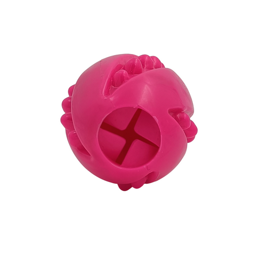 Kennel Rugby Treat Dispensing Dog Toy – Durable Dental Chew Toy (Pink) - Kennel