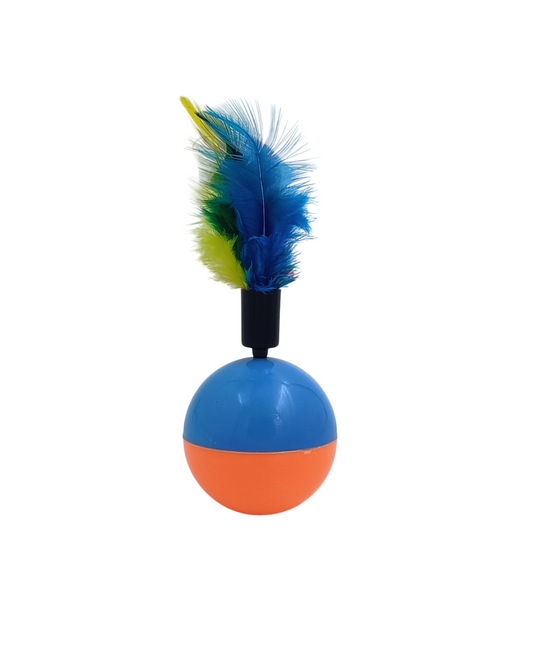 Kennel Feather Tumbler Cat Toy with Ball – Interactive Wobble Toy for Cats - Kennel