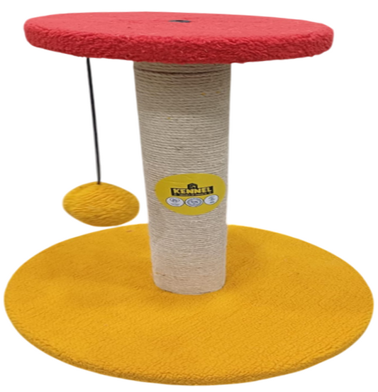 Kennel Hanging Ball Cat Tree with Sisal Scratching Post and Round Base - Kennel