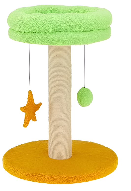 Kennel Hanging Ball & Star Cat Tree with Sisal Scratching Post and Round Base - Kennel