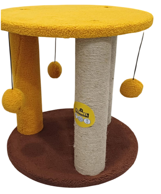 Kennel Hanging Ball Cat Tree with Sisal Scratching Posts and Round Base - Kennel
