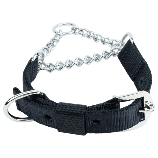 Dog Martingale Collar – Soft Nylon & Chain, 3/4 Inch