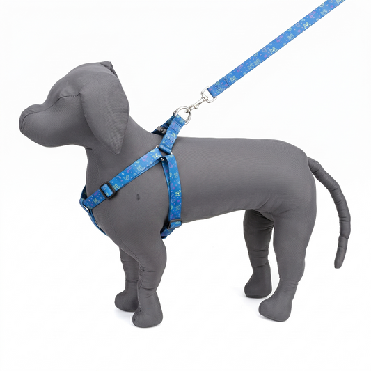 Blue Bash Printed Padded Click Lock Adjustable Harness