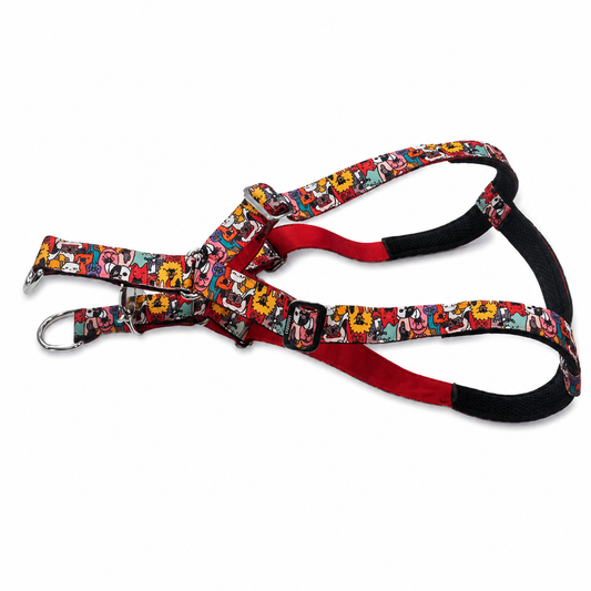 Printed Padded Dog Harness with Click Lock Buckle