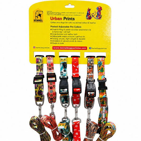 Kennel Urban Prints Nylon Dog Collar & Leash Set, 3/4 Inch – Pack of 6