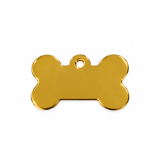 Brass Dog Name Tag — Bone Shape, Medium
