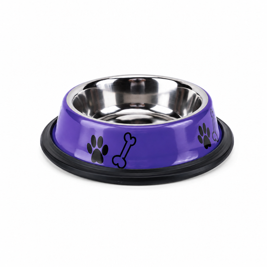 Stainless Steel Dog Feeding Bowl – Anti-Skid, Printed