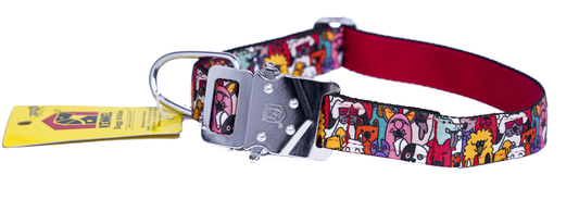 Kennel Dogs Printed Nylon Dog Collar with M.S. Click Lock