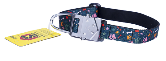 Kennel Paws Printed Nylon Dog Collar with M.S. Click Lock
