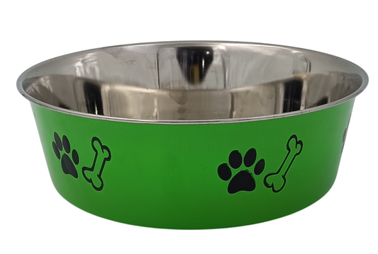Kennel Heavy Stainless Steel Printed Pet Feeding Bowl – Color May Vary