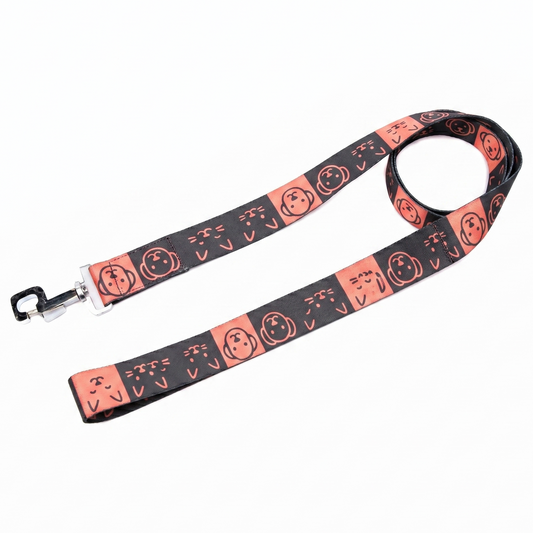 Memes Print Nylon Dog Leash — Red & Black