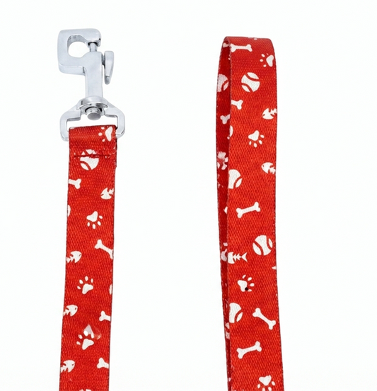 Kennel Red Bones Print Nylon Dog Leash
