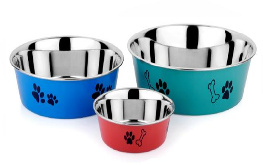 Kennel Heavy Stainless Steel Printed Pet Feeding Bowl – Color May Vary