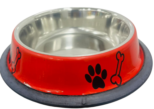 Kennel Anti-Skid Printed Steel Dog Feeding Bowl – Durable, Non-Slip & Easy to Clean (Assorted Colors)