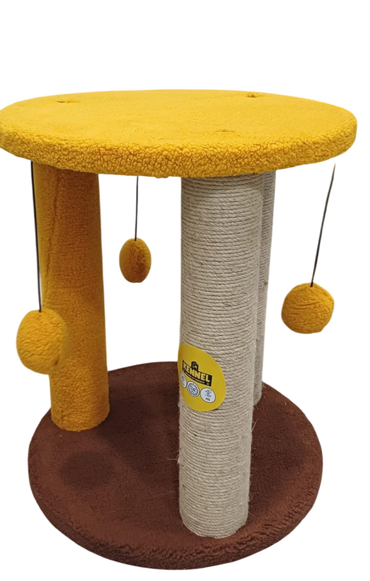 Kennel Hanging Ball Cat Tree with Sisal Scratching Posts and Round Base