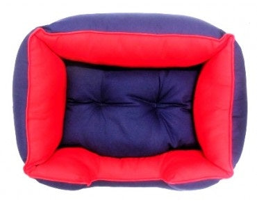 Kennel Soft Sofa Bed for Dogs & Cats – Dual-Tone Comfy Pet Bed (Red & Blue)
