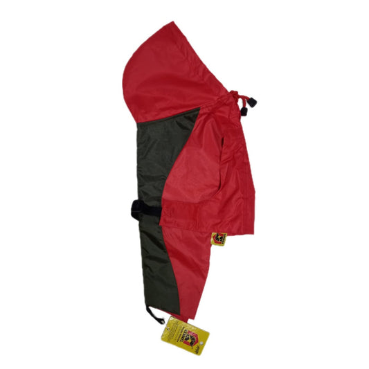 Kennel Imported Red/Black Double Color Raincoat | Waterproof Dog Jacket with Hood