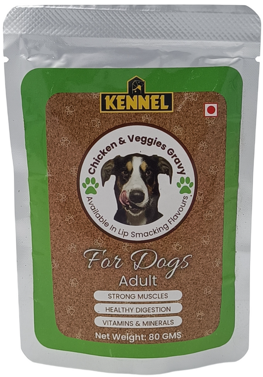Kennel Chicken & Veggies Gravy Adult Dog Food Pouch – Nutritious Wet Meal for Strong Muscles & Healthy Digestion