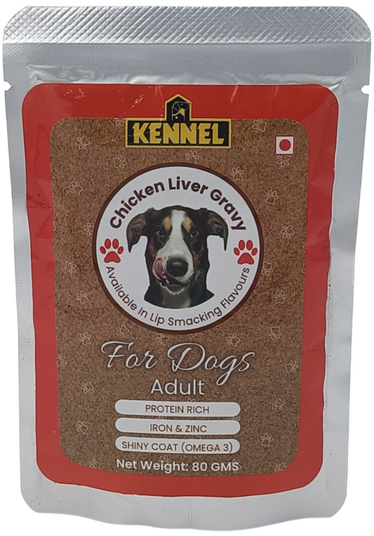 Kennel Chicken Liver Gravy Adult Dog Food Pouch – Protein-Rich Wet Food for Muscle Strength & Shiny Coat