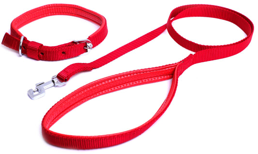 Kennel Foam Padded Nylon Collar Set & Leash (3/4") | Comfortable & Durable Pet Walking Set