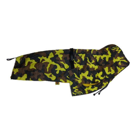 Kennel Printed Color Raincoat - Yellow | Waterproof Dog Coat with Hood