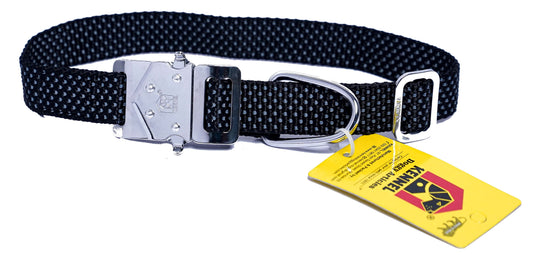 Kennel Premium Reflective Nylon Dog Collar – M.S. Clock Lock Adjustable Collar for Safety and Strength (Premium All Over Reflective Nylon M.S. Clock Lock Collar) - Kennel