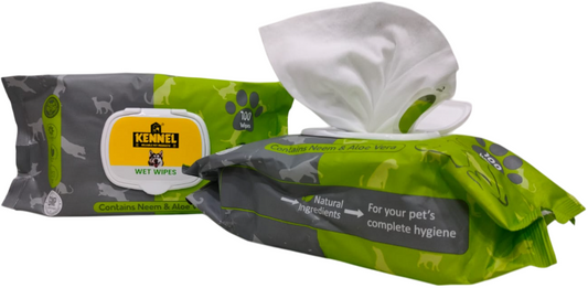 Kennel Anti-Bacterial Neem & Aloe Vera Wet Wipes for Pets (100 Wipes) ( Clean Paw Wet Wipes ) - Kennel