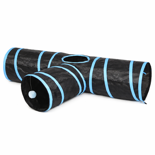 Kennel 3-Way Collapsible Cat Tunnel with Peek Hole & Hanging Ball Toy