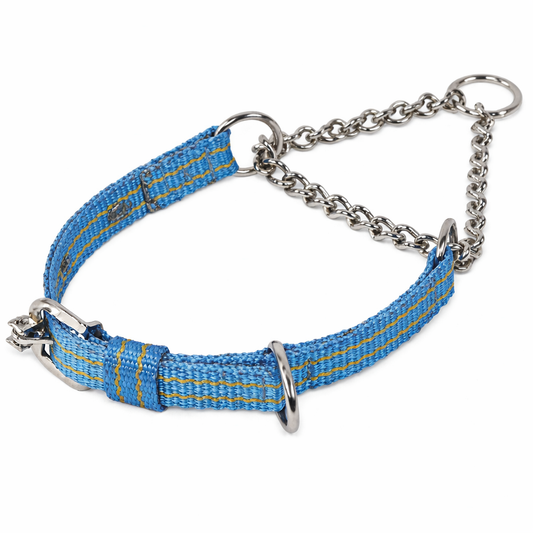Kennel Pattern Nylon Chain Martingale Collar | Secure Adjustable Training Dog Collar