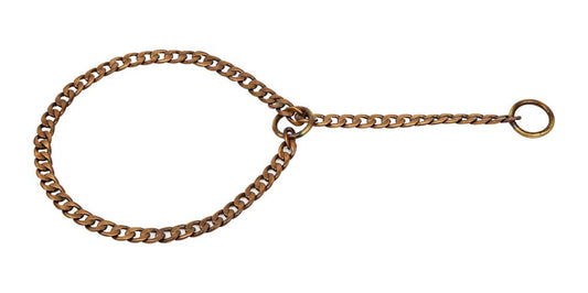 Kennel Bronze Flat Collar Chain – Medium | Durable Training Slip Collar with Antique Finish