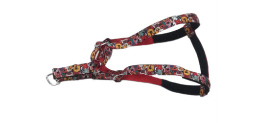 Kennel Animals Printed Padded Nylon Adjustable Dog Harness (1")