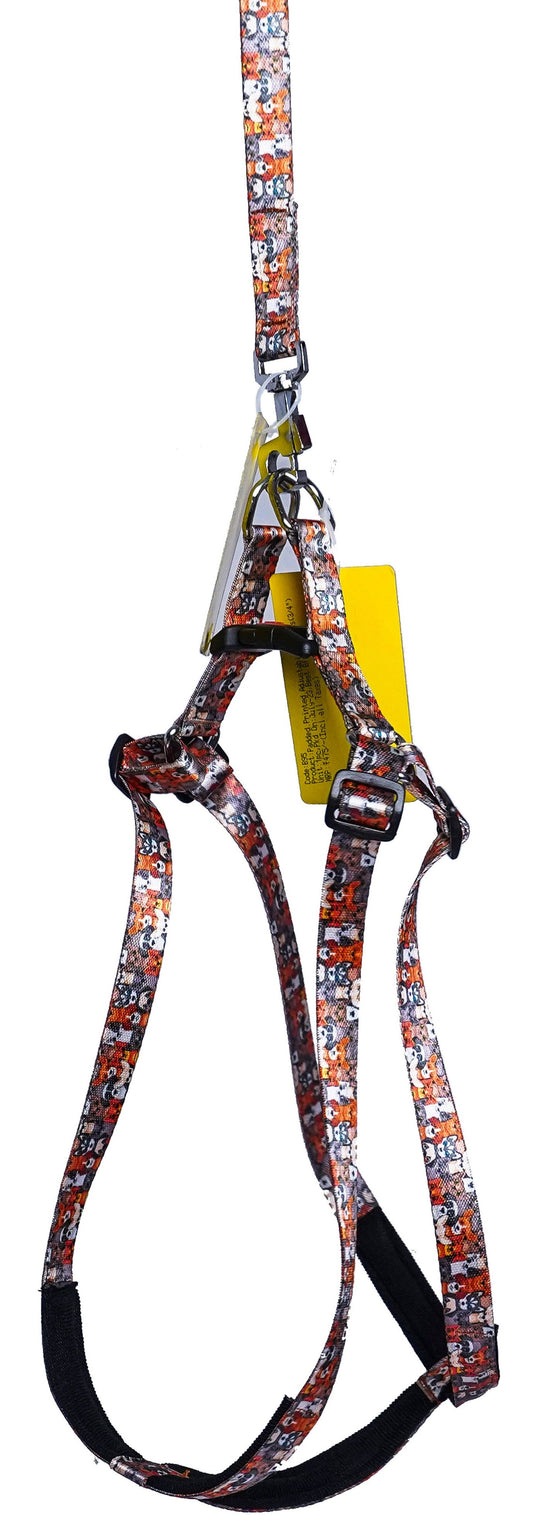 Kennel Adjustable Printed Padded Dog Harness with Click Lock – 1 Inch Nylon Harness (Assorted Prints)
