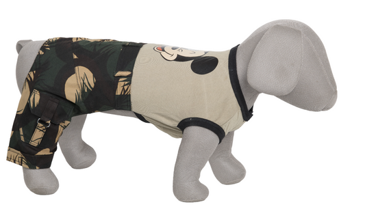 Kennel Army Attached Dungaree T-Shirt for Dogs – Camouflage Overall Style Pet Outfit