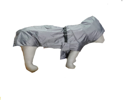 Kennel Plain Color Raincoat - Gray | Lightweight Waterproof Dog Coat