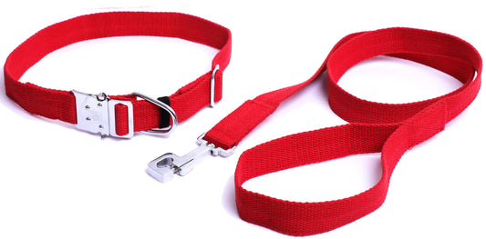 Kennel Cotton M.S. Click Lock Collar & Leash Set (1 ¼") | Strong & Comfortable Dog Walking Set