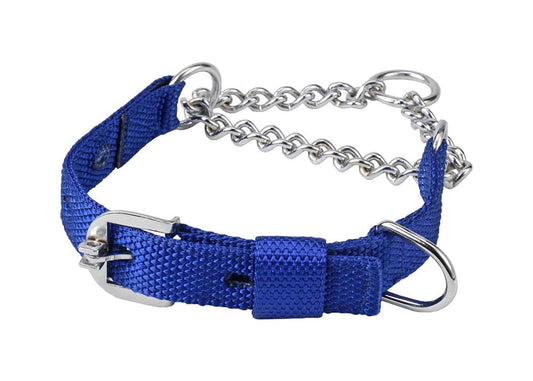 Kennel Nylon Chain Martingale Collar No.3 | Adjustable 3/4" Nylon & 2.5mm Chain Training Collar