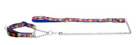Kennel Urban Prints Chain Collar & Chain Leash Set (1 Inch) – Stylish Printed Nylon and Metal Chain Combo for Medium Dogs (48” Length, 3mm Thickness) - Kennel 
