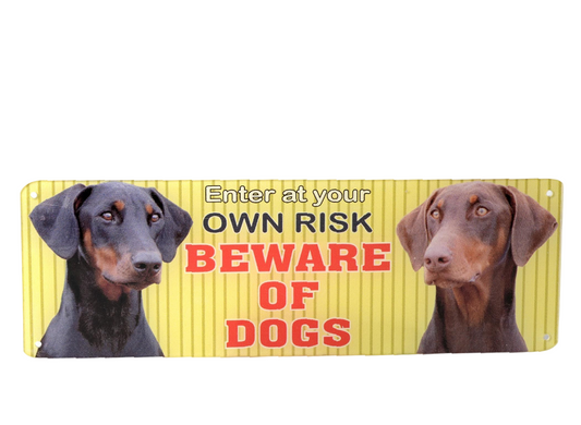 Kennel Sign Plate ‘Beware of Dogs’ – Durable 4x12 Inch Pet Safety Warning Board