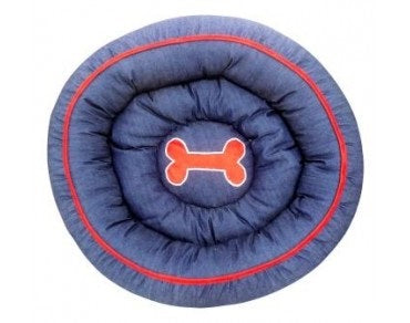 Kennel Denim Donut Bed for Dogs – Soft Round Cushion Bed with Stylish Denim Finish