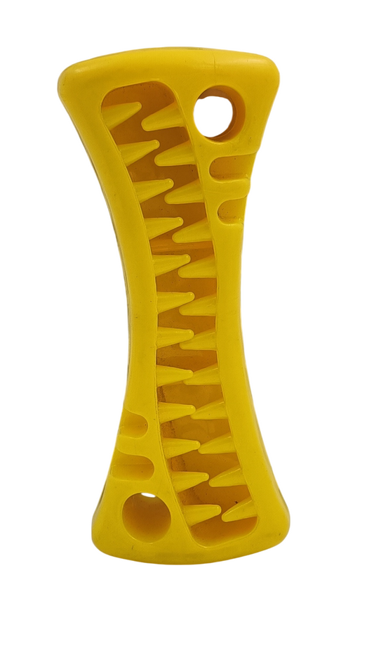 Kennel Treat Dispensing Bone Dog Toy – Interactive Chew Toy for Dental Health (Yellow)
