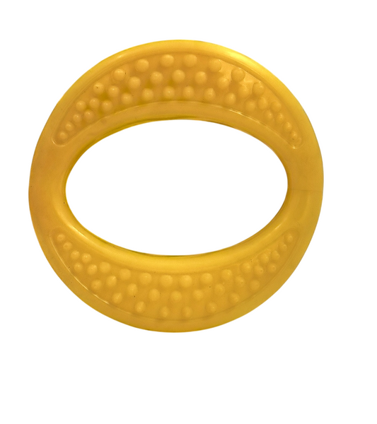 Kennel Treat Dispensing Ring Dog Toy – Durable Chew & Dental Toy (Yellow)