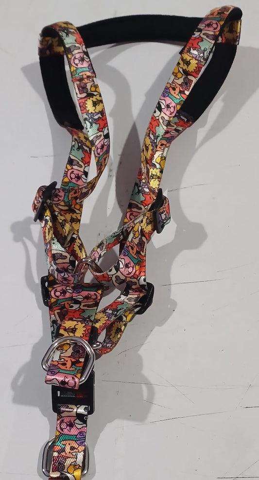 Kennel Printed Adjustable Dog Harness with Click Lock Buckle – 3/4 Inch